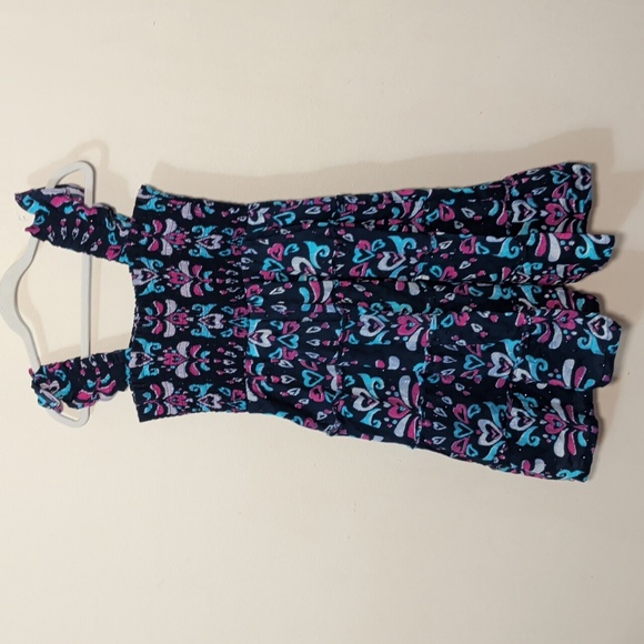 Crown & Ivy Kids Smocked Tiered Dress Blue Pink Ikat Ruffle Girls Size M - Picture 6 of 6